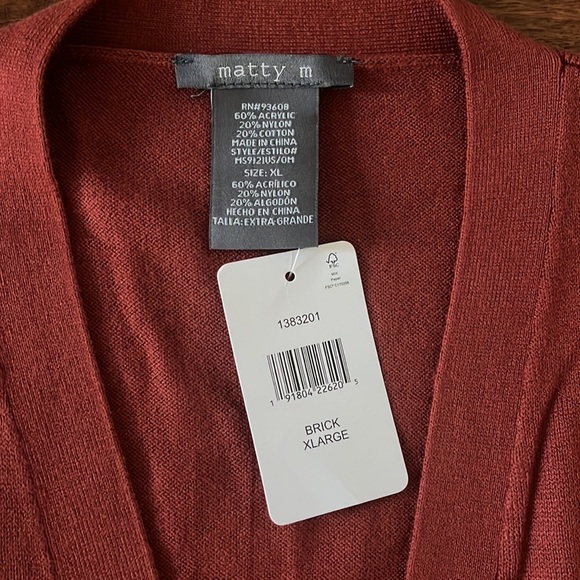 NWT Matty M Open Front Boyfriend Cardigan Size M - Picture 5 of 8